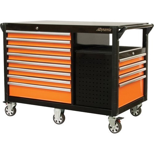 Industrial Cart, 12 Drawers, 31-5/8" L x 52-1/2" W x 40-1/4" H, Black/Orange Nia-Chem Ltd.