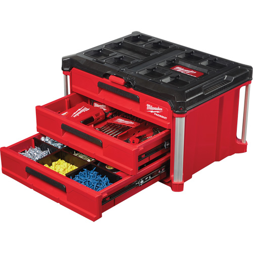 Boîte &agrave; outils avec 3 tiroirs Packout, 16-1/3" x 14-1/3" x 22-1/5", Noir/Rouge Nia-Chem Ltd.