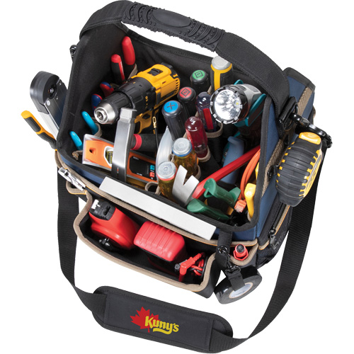Molded Base Electrical/HVAC Tool Carrier, Ballistic Polyester, 20 Pockets, Black/Blue Nia-Chem Ltd.
