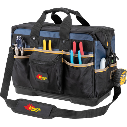 Molded Base Contractor's Closed-Top Tool Bag, Ballistic Polyester, 29 Pockets, Black/Blue Nia-Chem Ltd.