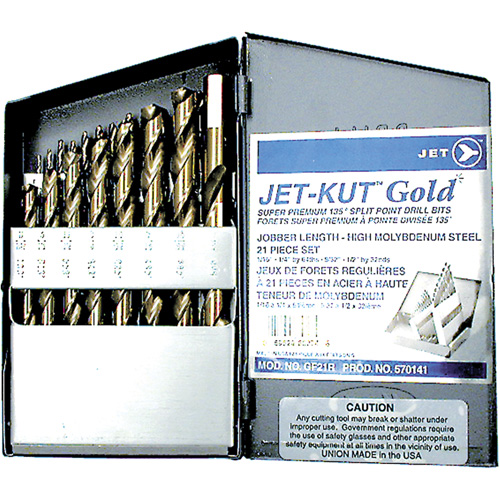 Jeu de forets de premi&egrave;re qualit&eacute; GF21R Jet-Kut GOLD, 21 morceaux, Acier Nia-Chem Ltd.