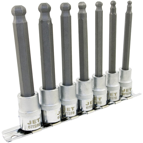 Jeu de douilles &agrave; embouts longs et sph&eacute;riques de 4" m&eacute;triques LHSW-3807, Sph&egrave;re hexagonale, Prise 3/8", 7 mr Nia-Chem Ltd.