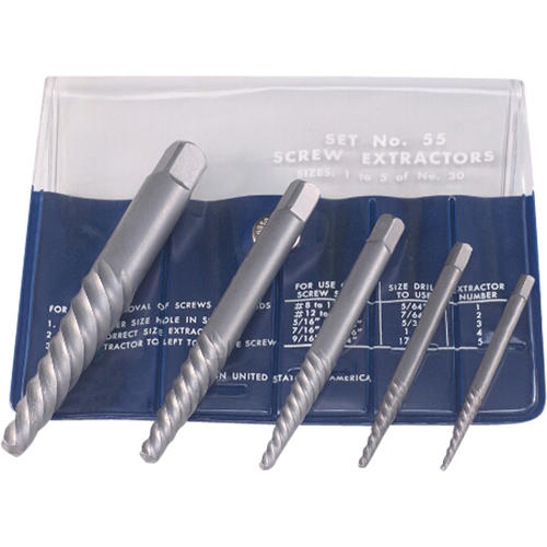 Extracteurs de vis - Jeu d'extracteurs de vis avec pochette repliable, 5 morceaux, Acier &agrave; haute teneur en carbone Nia-Chem Ltd.