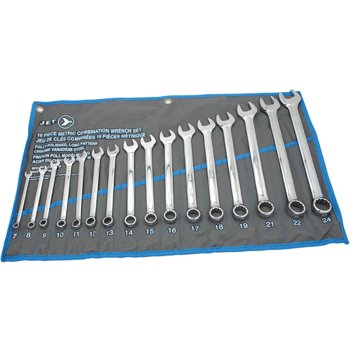 Fully Polished Long Pattern Combination Wrench Set, Combination, 16 Pieces, Metric Nia-Chem Ltd.