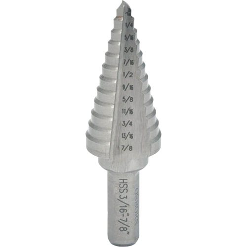Foret &eacute;tag&eacute; progressif, 1/4" - 3/8", Incr&eacute;ments de 1/8", Acier rapide Nia-Chem Ltd.
