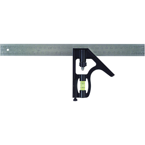 English/Metric Combination Square, 12" L, 1/16" Graduations, Steel, Chrome Plated Nia-Chem Ltd.