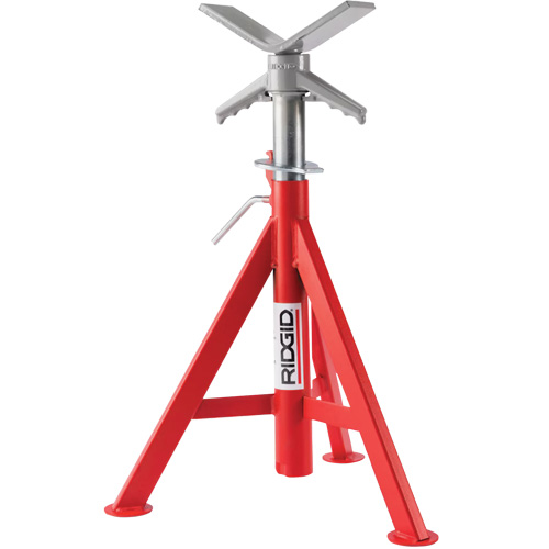 V Head Low Pipe Stand # VJ-98, 51-96 cm Height Adjustment, 12" Max. Pipe Capacity, 2500 lbs. Max. Weight Capacity Nia-Chem Ltd.