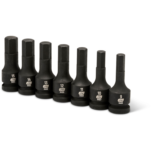 Jeu de douilles m&eacute;triques &agrave; chocs, Hexagonale, Prise 1/2", 7 mrcx Nia-Chem Ltd.