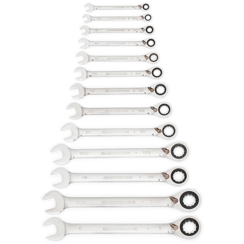 72-Tooth 12 Point Reversible Ratcheting SAE Wrench Set, Combination, 13 Pieces, Imperial Nia-Chem Ltd.