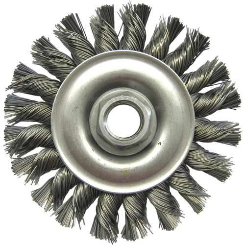 Wire Wheel Brushes, 4" Dia., 0.02" Fill, 5/8"-11 Arbor, Steel Nia-Chem Ltd.