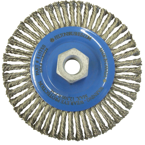 Brosses m&eacute;talliques &agrave; touret, Dia. 5-7/8", Fils 0,02", Arbre 5/8"-11, Acier inoxydable Nia-Chem Ltd.