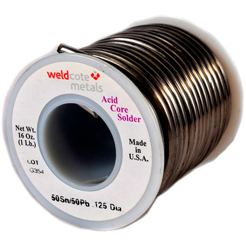 M&eacute;tal d'apport standard, &agrave; base de plomb, 50 % d'&eacute;tain, 50 % de plomb, &acirc;me Acide, dia. 0,0625" Nia-Chem Ltd.