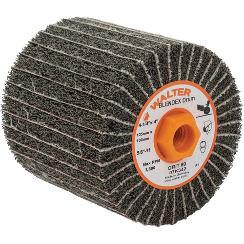 Tambours de finition Two-In-One, 4-1/4" dia. x 4" la, 5/8"-11 Arbre, Grain 80 Nia-Chem Ltd.