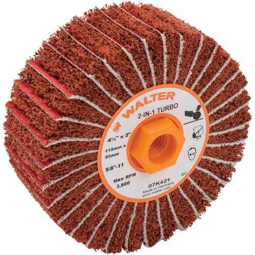 Tambours turbo Two-In-One, 4-1/2" dia. x 2" la, 5/8"-11 Arbre, Grain 60 Nia-Chem Ltd.