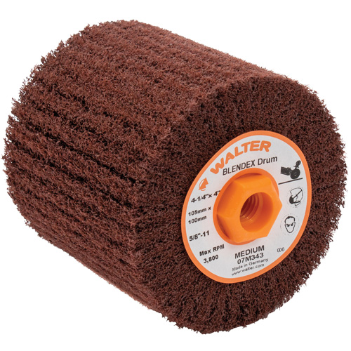 ALLSTEEL Blendex Surface Conditioning Drum, 4-1/4" Dia. x 4" W, 5/8"-11 Arbor, Medium Grit Nia-Chem Ltd.