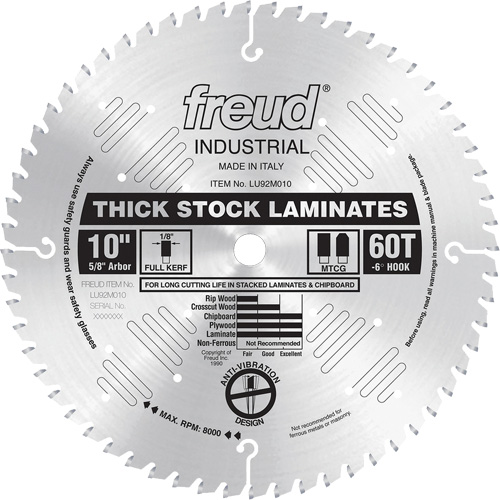 Lames de scie industrielle pour panneaux de particules, 10", 60 dents, Pour Stratifi&eacute; Nia-Chem Ltd.