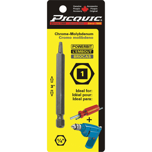 Powerbit, Square, #1 Tip, 1/4" Drive Size, 3" Length Nia-Chem Ltd.