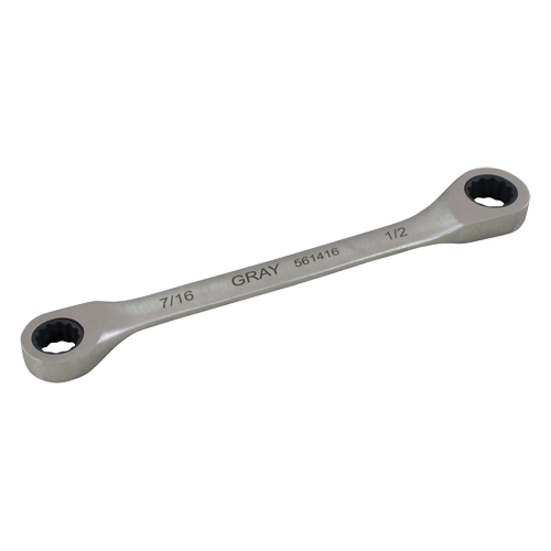 Double Box End Gear Ratcheting Wrench, 12 Point, 5/16" x 3/8", Plain Finish Nia-Chem Ltd.