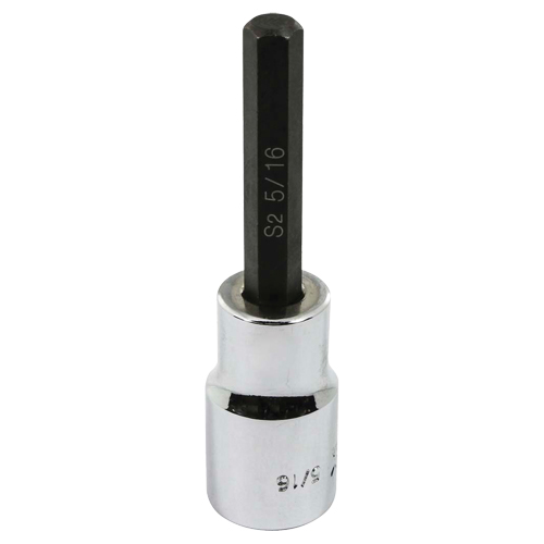 Bit Socket, Hex, 5/16" x 3-1/4" L, 1/2" Square Drive Drive Nia-Chem Ltd.