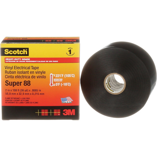 Scotch&reg; Super 88 Professional Electrical Tape, 51 mm (2") x 33 m (108'), Black, 8.5 mils Nia-Chem Ltd.