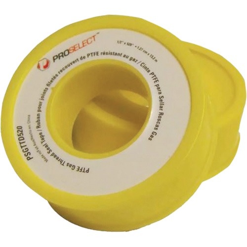 Gas & Oil PTFE Pipe Thread Tape, 12.7 mm (1/2") x 6.6 m (21.67'), Yellow Nia-Chem Ltd.