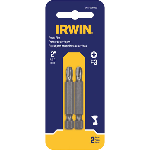 Embouts pour outils &eacute;lectriques, Phillips, Embout #3, Prise 1/4", Longueur 2" Nia-Chem Ltd.