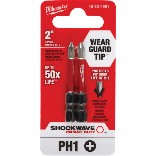 Embout de tournevis Shockwave Impact Duty, Phillips, #1, Prise 1/4" Nia-Chem Ltd.
