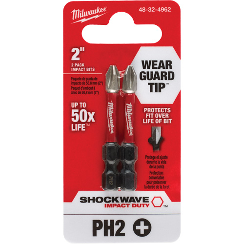 Embout de tournevis Shockwave Impact Duty, Phillips, #2, Prise 1/4" Nia-Chem Ltd.