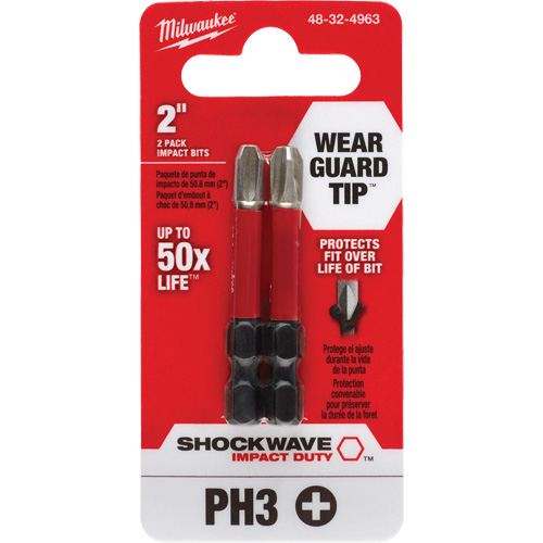 Embout de tournevis Shockwave Impact Duty, Phillips, #3, Prise 1/4" Nia-Chem Ltd.