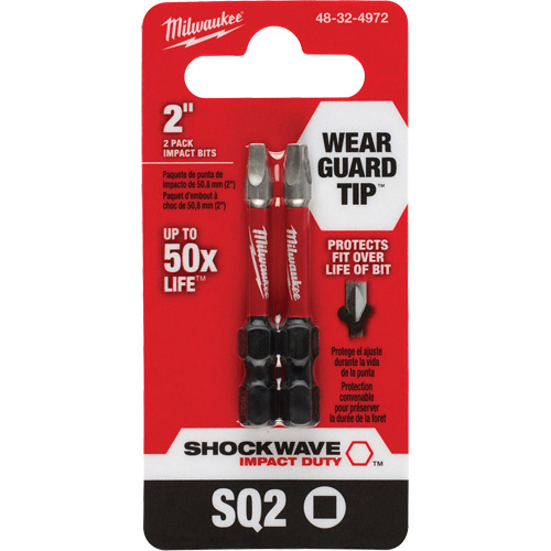 Embout de tournevis Shockwave Impact Duty, Carr&eacute;e, #2, Prise 1/4" Nia-Chem Ltd.