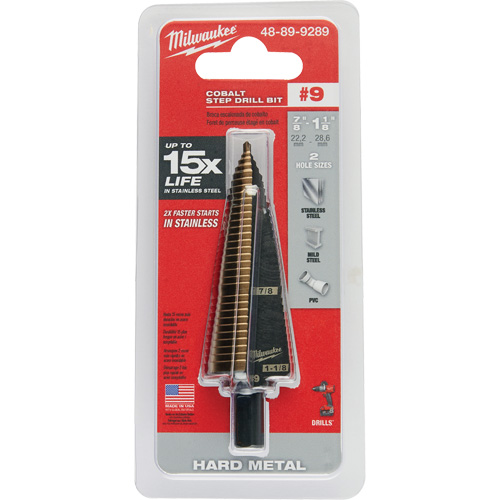 Foret &eacute;tag&eacute;, 7/8"/#9 - #9/1-1/8", Incr&eacute;ments de 1/32", Acier rapide au cobalt Nia-Chem Ltd.