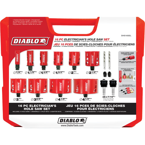 Electrician's Bi-Metal Hole Saw Set, 16 Pieces Nia-Chem Ltd.