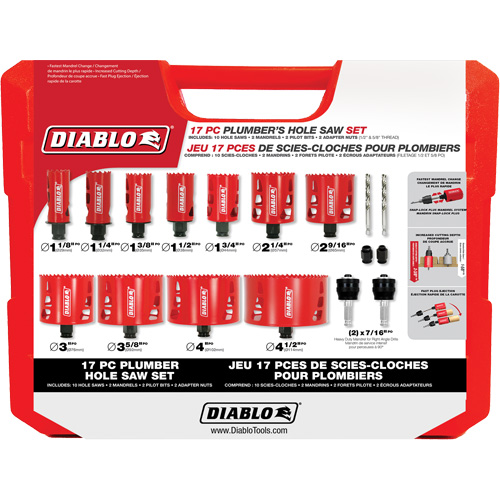 Plumber's Bi-Metal Hole Saw Set, 17 Pieces Nia-Chem Ltd.