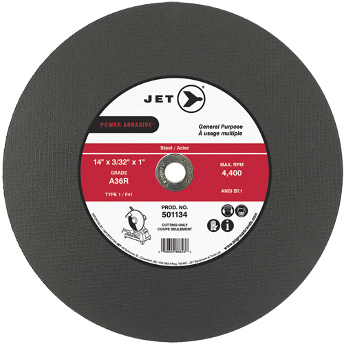 A36R Power Abrasive Cut-Off Wheel, 14" x 3/32", 1" Arbor, Type 1, 4400 RPM Nia-Chem Ltd.