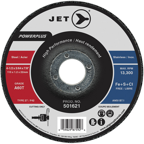 A60T PowerPlus Cut-Off Wheel, 4-1/2" x 3/64", 7/8" Arbor, Type 27, 13300 RPM Nia-Chem Ltd.