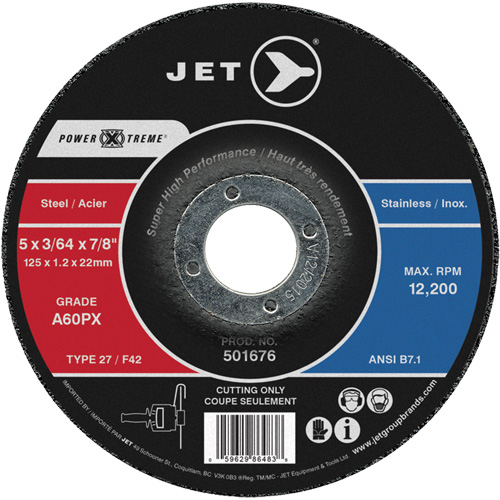 A60PX Power-Xtreme Cut-Off Wheel, 5" x 3/64", 7/8" Arbor, Type 27, 12200 RPM Nia-Chem Ltd.