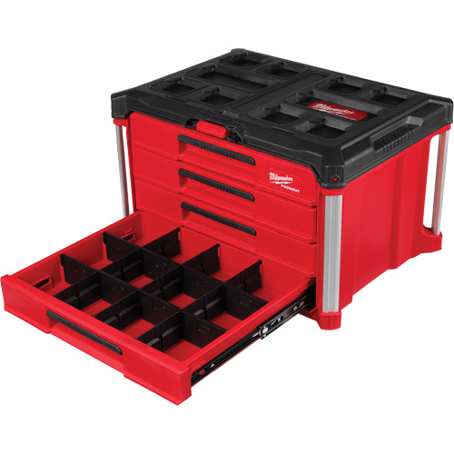 PackOut 4-Drawer Tool Box, 16-3/10" x 22-1/5" x 14-3/10", Red Nia-Chem Ltd.