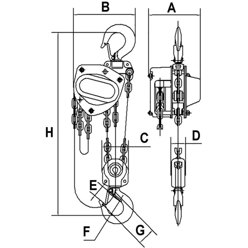KCH Series Chain Hoists, 20' Lift, 11000 lbs. (5 tons) Capacity, Alloy Steel Chain Nia-Chem Ltd.