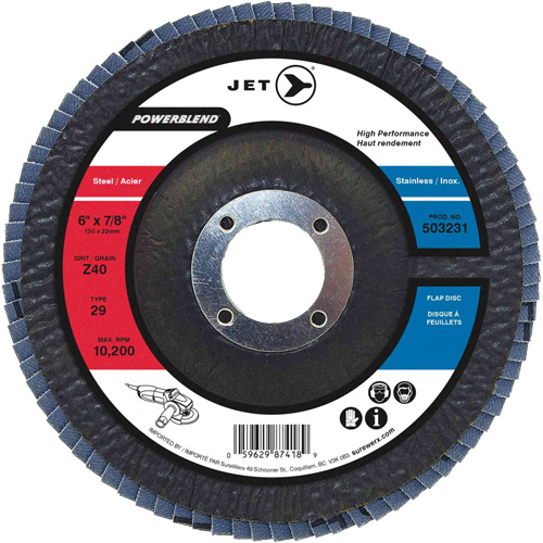 Flap Discs - Steel/Stainless Steel Application, 6" x 7/8", Type 29, Z40 Grit, Zirconium Nia-Chem Ltd.