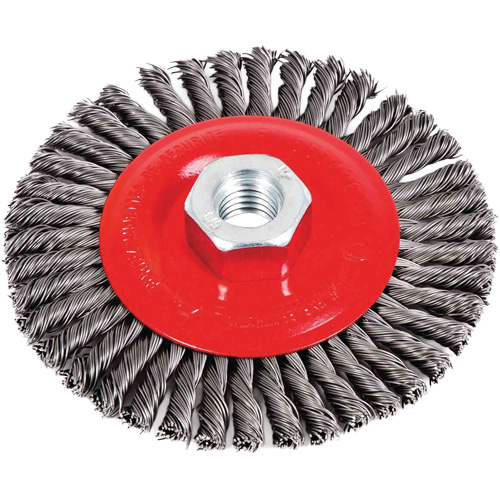 Brosse &agrave; cordon de soudure pour meuleuse angulaire, Dia. 4-1/2", Fils 0,02", Arbre 5/8"-11, Acier Nia-Chem Ltd.