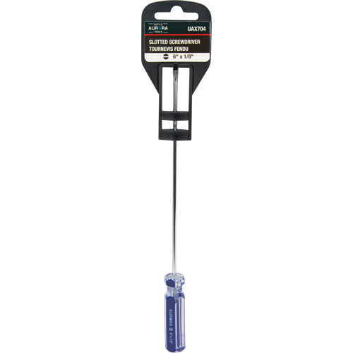 Tournevis &agrave; fente bleu transparent avec bandes, Tige de 1/8", Ronde, Prise en Plastique Nia-Chem Ltd.
