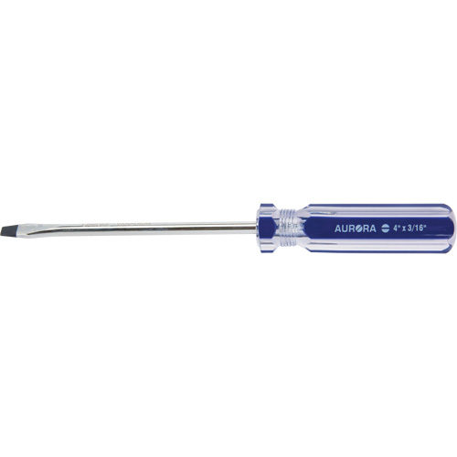 Blue Transparent Striped Slotted Screwdriver, 3/16" Tip, Round, Plastic Handle Nia-Chem Ltd.
