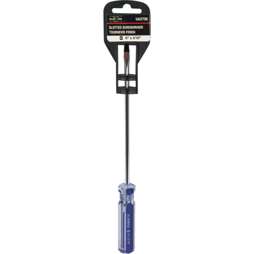 Tournevis &agrave; fente bleu transparent avec bandes, Tige de 3/16", Ronde, Prise en Plastique Nia-Chem Ltd.