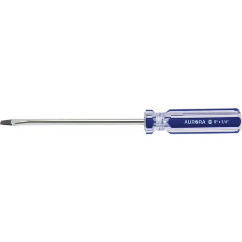 Tournevis &agrave; fente bleu transparent avec bandes, Tige de 1/4", Ronde, Prise en Plastique Nia-Chem Ltd.