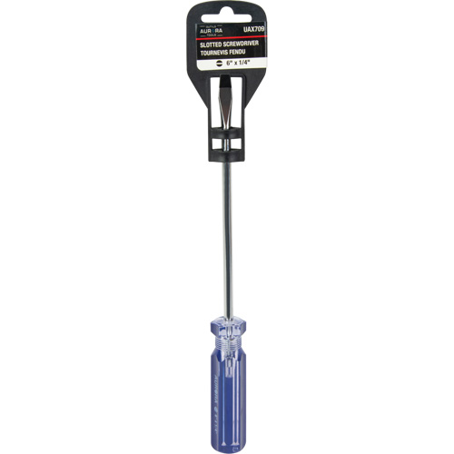 Tournevis &agrave; fente bleu transparent avec bandes, Tige de 1/4", Ronde, Prise en Plastique Nia-Chem Ltd.