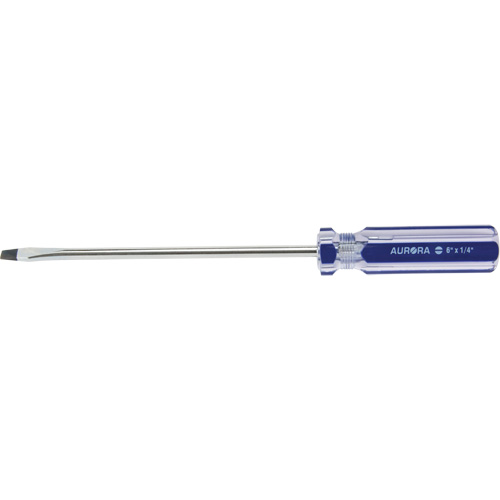 Tournevis &agrave; fente bleu transparent avec bandes, Tige de 1/4", Ronde, Prise en Plastique Nia-Chem Ltd.