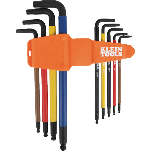Jeu de cl&eacute; hex de style L extra longues et chromocod&eacute;es avec support, 9 mcx, Imp&eacute;rial Nia-Chem Ltd.