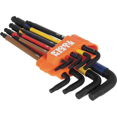Jeu de cl&eacute; hex de style L extra longues et chromocod&eacute;es avec support, 9 mcx, Imp&eacute;rial Nia-Chem Ltd.