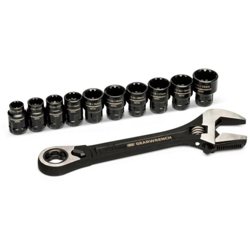 11-Piece Pass-Thru Adjustable Wrench Set, 8" L, 1-1/8" Max Width, Chrome/Polished Nia-Chem Ltd.