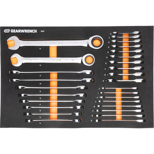 Jeu d'outils m&eacute;triques pour m&eacute;canicien MEGAMOD dans des plateaux en mousse modulaire avec armoire roulante &agrave; outils, 358 morcea Nia-Chem Ltd.